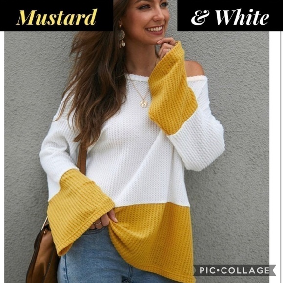 Blu Trends Tops - Mustard & White Top